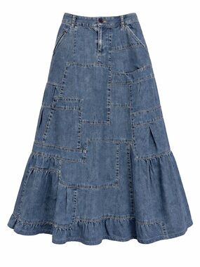 Marc Jacobs Patchwork Denim Maxi Skirt Boho Prairie Festival Cottagecore Size 4